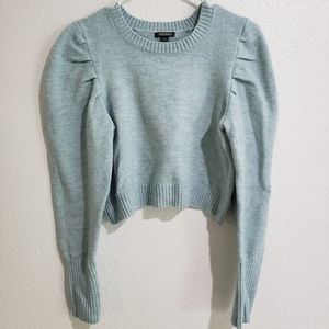 Baby blue puff sleeve crop sweater